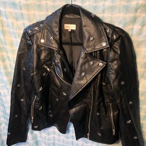 Sunset + Spring Star Studded Faux Lather Jacket S